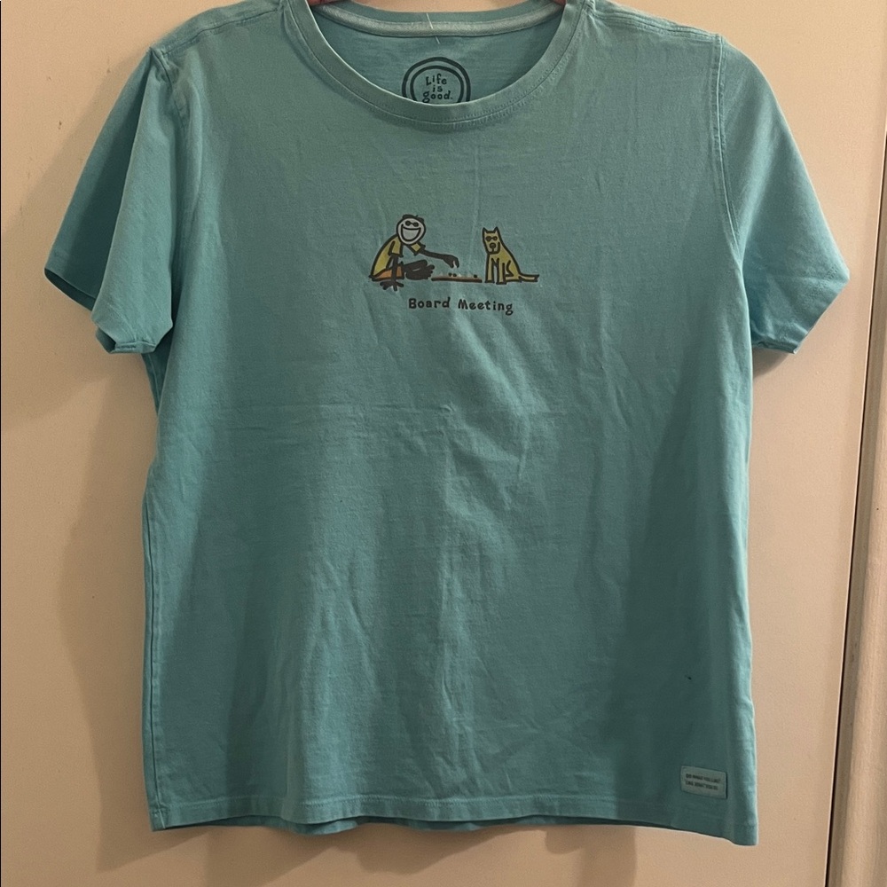 Life Is Good Teal 'Board Meeting' Graphic Tee